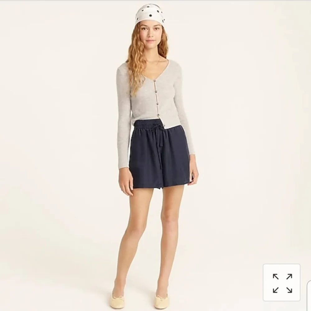 J. Crew Silk Navy High-Waist Pull-On Shorts